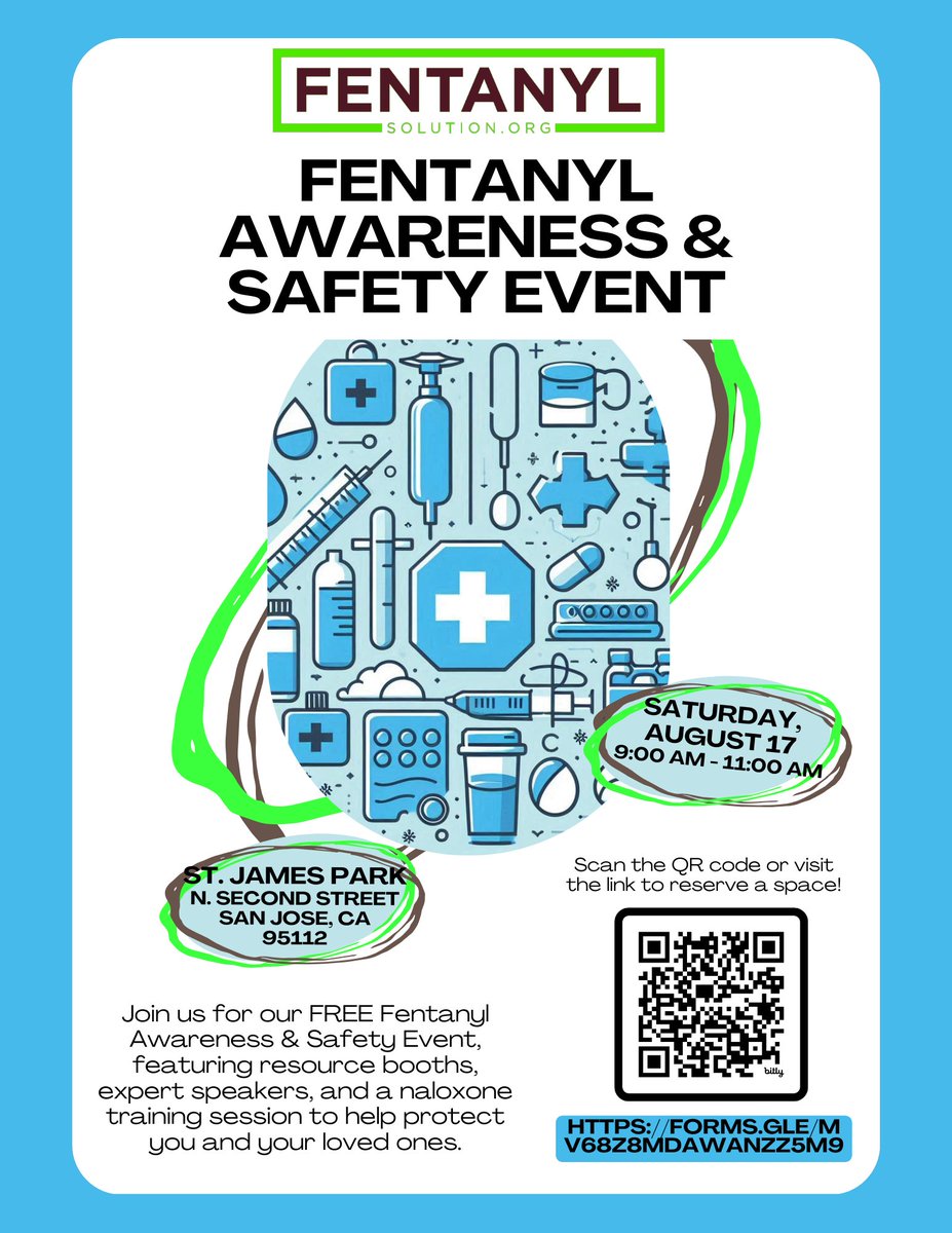 🌟 FentanylSolution.org is coming to San Jose! 🌟

📅 Date: Saturday, August 17, 2024
⏰ Time: 9am - 11am
📍 Location: St. James Park, N. Second Street, San Jose, CA 95112

Please join us for the Fentanyl Awareness &amp; Safety Event in San Jose! Come out and show your support and