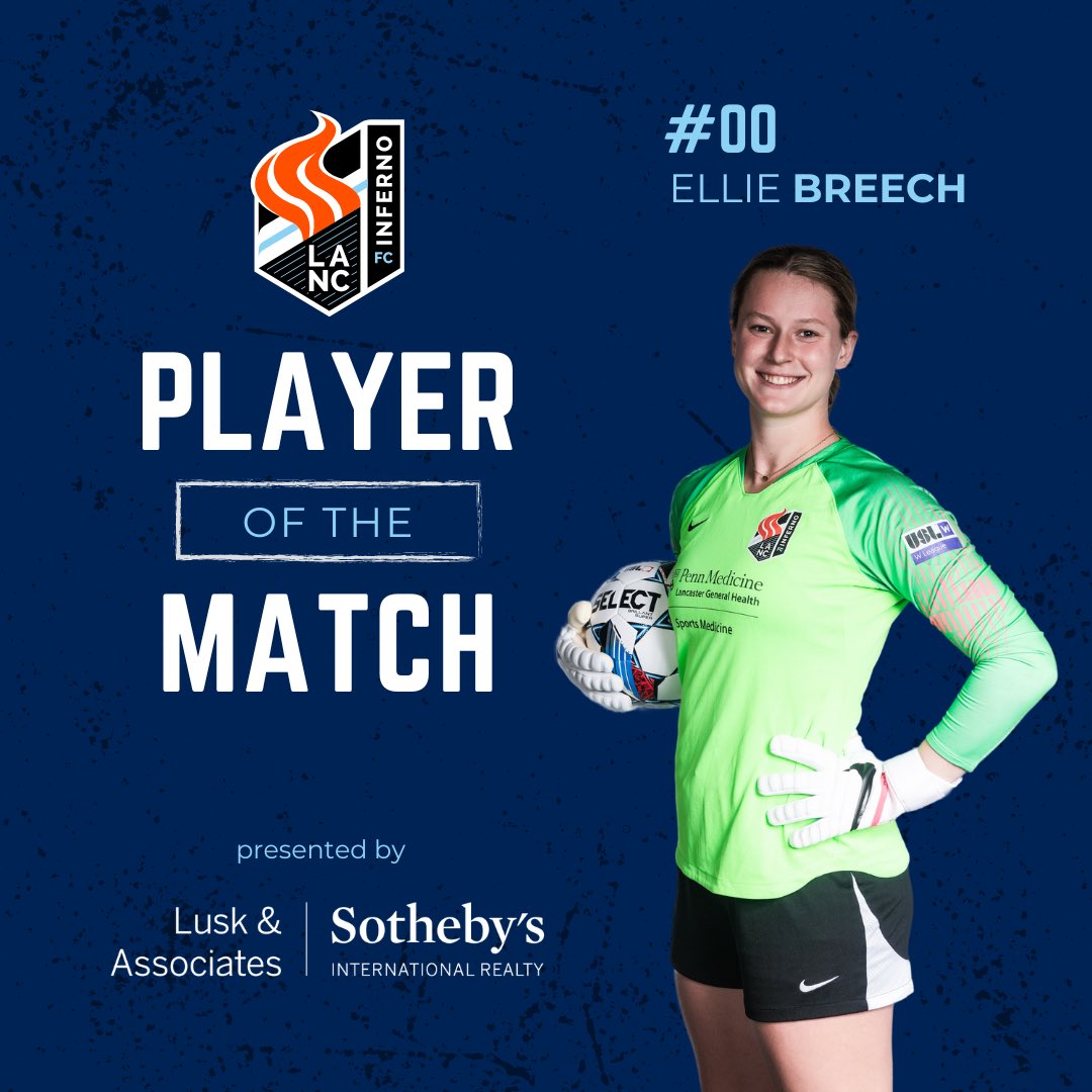 BIG WIN in front of a BIG CROWD 🏟️

Ellie Breech (<a href="/Pitt_WSOC/">Pitt Women's Soccer</a>) was named Lusk &amp; Associates Player of the Match for Lancaster Inferno!

Next Match ➡️ Charlottesville Blues on Sunday, June 30th at 1pm in Charlottesville, VA