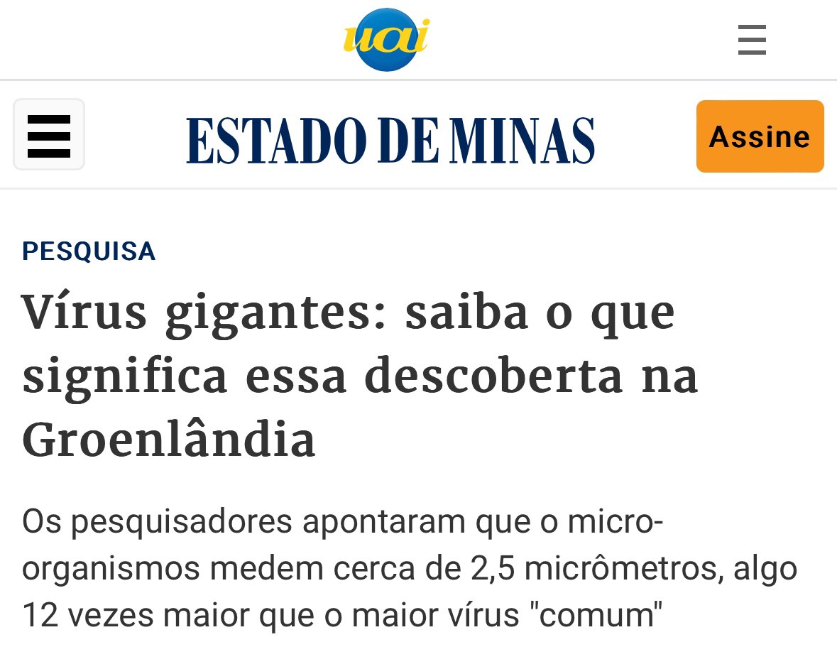 A descoberta de vírus gigantes na camada de gelo da Groenlândia teve grande repercussão na imprensa brasileira porém, nenhuma das reportagens mencionou que o líder da pesquisa é um cientista brasileiro formado pelo Instituto de Biologia da UFRJ. Fica aqui o registro. 

Parabéns