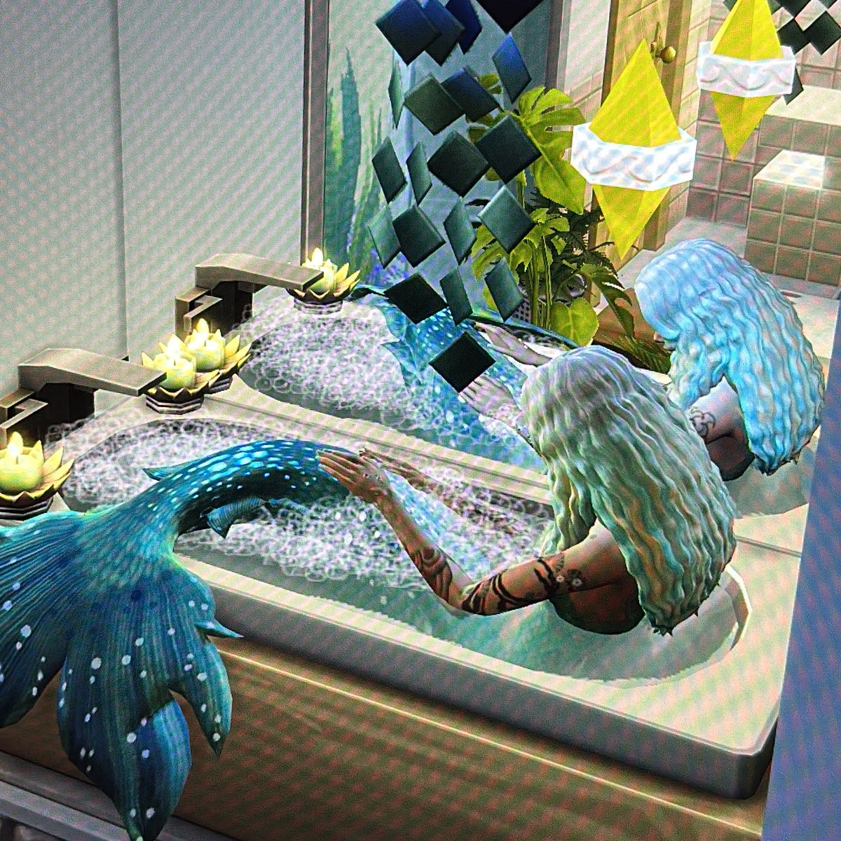 So cute the way sims 4 mermaid tails hang out of the bathtub