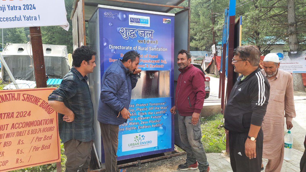 mission_sbm's tweet photo. Water ATMs have been installed at Nunwan &amp; Baltal Basecamps. Pilgrims R encouraged to adopt reusable bottles instead of PET. Let's work together to reduce plastic waste &amp; keep our environment clean. #SustainableYatra #ZeroPlastic #ShriAmarnathJiYatra2024
#Reduce #Reuse #Refuse. https://t.co/LWE4IM2UAE