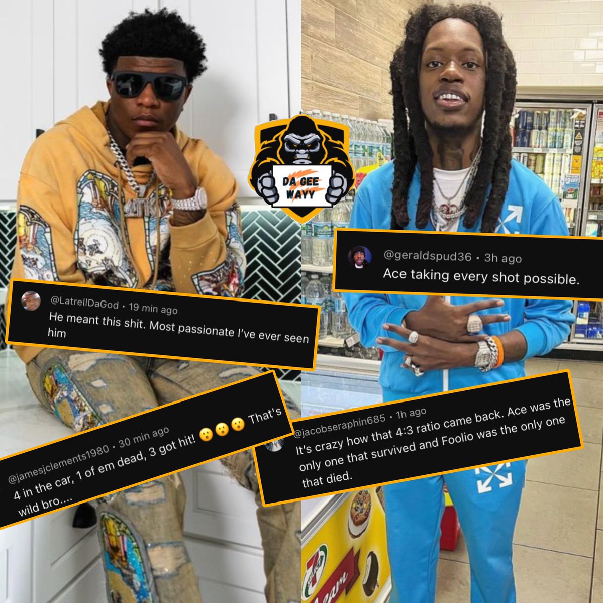 dageewayy's tweet photo. After 6 days since the passing of Jacksonville rapper Foolio, Yungeen Ace don’t let up and drops another song called “Game Over” fans are also taking notice of his lyrics.. (swipe) https://t.co/fe7pUVMSgH