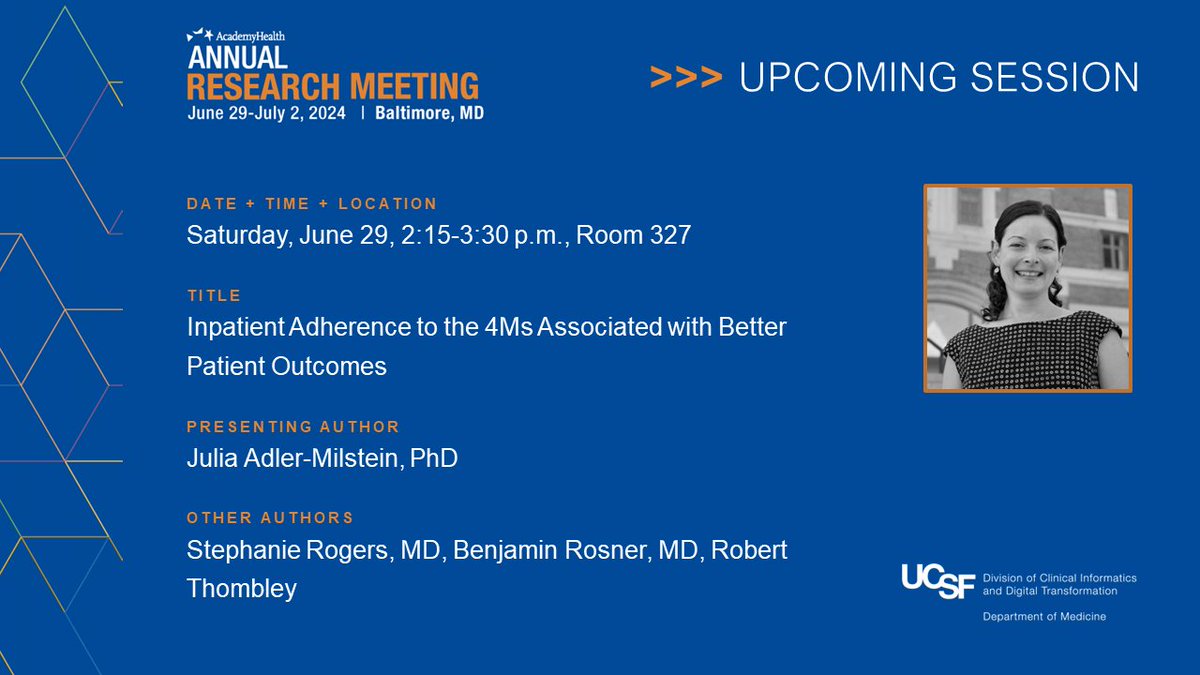 CLIIR-UCSF (@cliir_ucsf) on Twitter photo Up next, <a href="/j_r_a_m/">Julia Adler-Milstein</a> is presenting on how we leveraged EHR metadata to measure 4Ms adherence <a href="/UCSFGeriatrics/">UCSF Geriatrics</a> @SERogersMD. Support from <a href="/johnahartford/">The John A. Hartford Foundation</a>. <a href="/AcademyHealth/">AcademyHealth</a> #ARM24 Up next, <a href="/j_r_a_m/">Julia Adler-Milstein</a> is presenting on how we leveraged EHR metadata to measure 4Ms adherence <a href="/UCSFGeriatrics/">UCSF Geriatrics</a> @SERogersMD. Support from <a href="/johnahartford/">The John A. Hartford Foundation</a>. <a href="/AcademyHealth/">AcademyHealth</a> #ARM24