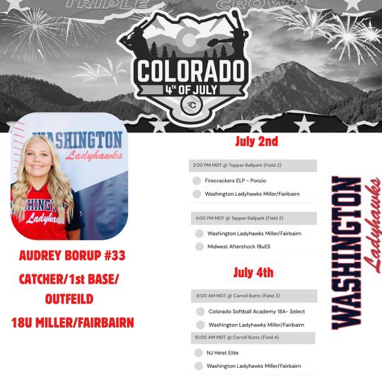 Getting ready to head to Colorado. Here’s my schedule coaches ❤️🥎❤️ <a href="/CoachTarr/">Heather Tarr 🦄 💜</a> <a href="/JustinShults33/">Justin Shults</a> <a href="/SandraWente/">Sandra Wente</a> <a href="/CaitlinLowe/">Caitlin Lowe</a> <a href="/lauraberg44/">Laura Berg OLY</a> <a href="/coachkoons/">Jo Koons</a> <a href="/melanie_meuchel/">Melanie Meuchel</a> <a href="/paigeparker008/">Paige Parker</a> <a href="/ladyhawksgold/">Washington Ladyhawks Fastpitch Organization</a> <a href="/Kara_Dill/">Kara Dill</a> <a href="/Drew_Rich1221/">Andrew Rich</a>