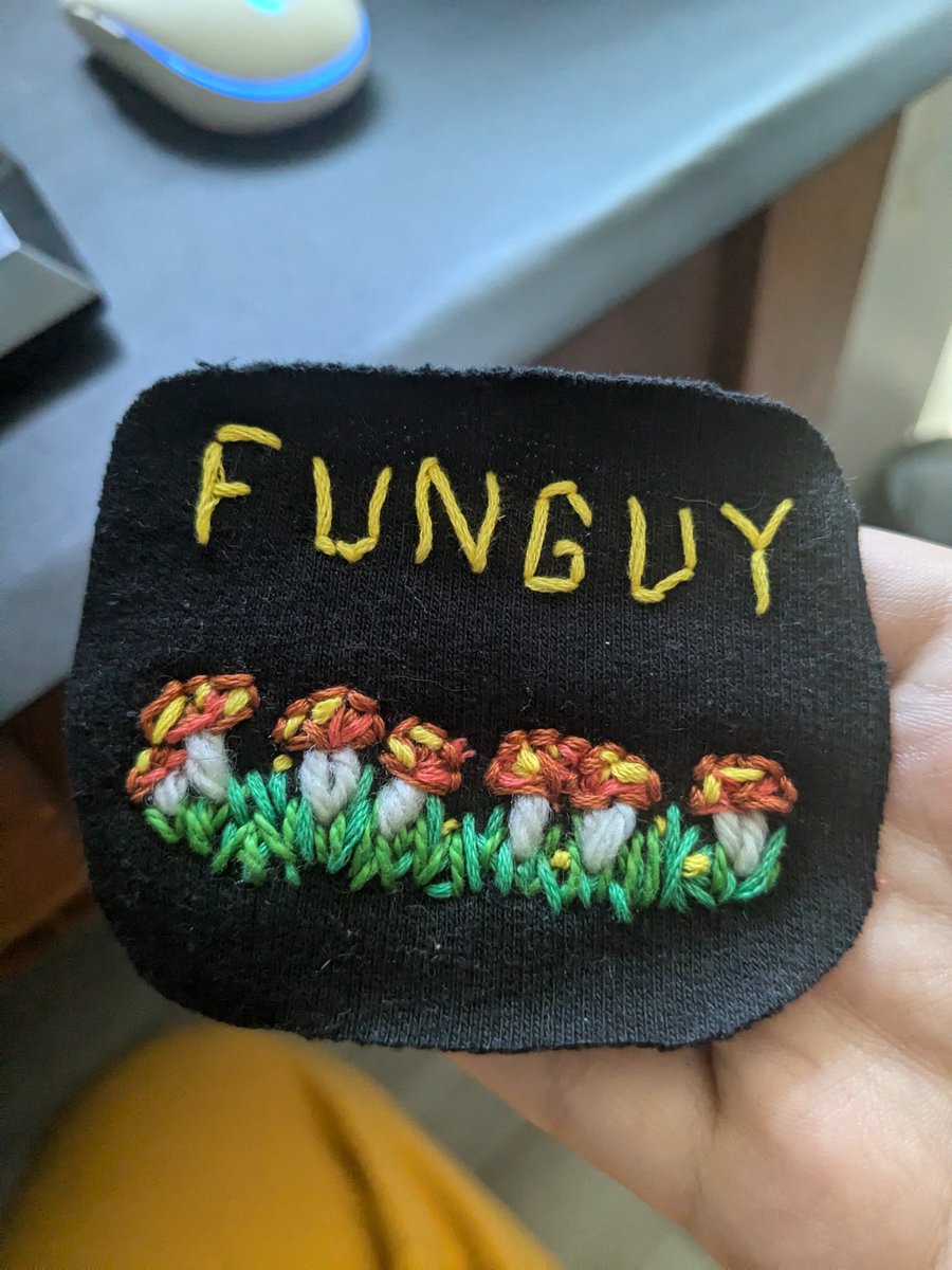 Darnit_Varmint's tweet photo. Currently making patches to raise some spooky dough for my service dog! 
please support this queer and disabled artist by donating and retweeting 
https://t.co/N5W1Ve32Rk
#ghost #mushroom #patches #fungi #funguy #ankylosingspondilitis https://t.co/1nPYo89zsH