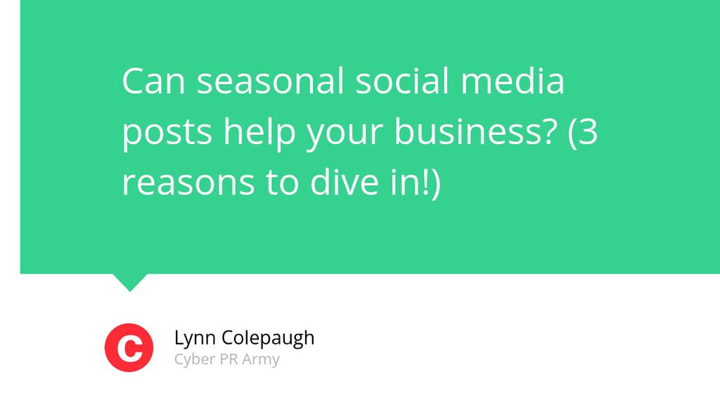 lynndaigle's tweet image. Your seasonal social posts can really help your business stand out because they offer a unique perspective on a particular holiday or time of year.

Read more 👉 lttr.ai/AUNsP

#ValuableTool #Socialmedia #CyberPrArmy #SocialMediaStrategy #SocialMediaScrolling