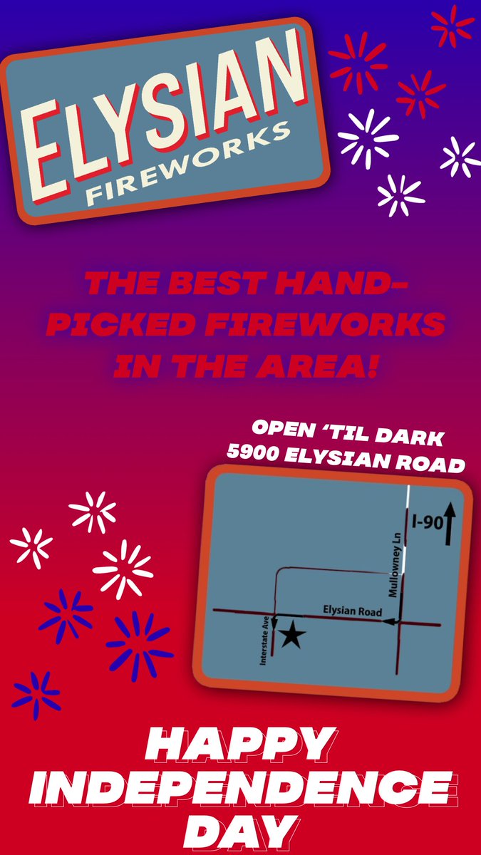 Hey Billings! Elysian Fireworks is open every day through the 5th to sell you some awesome fireworks! Very first year doing this, help support a brand new local business!