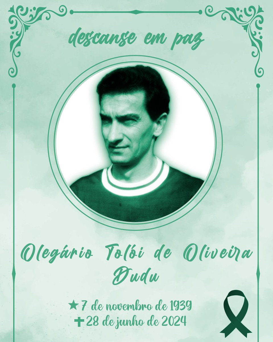 torcidamv83's tweet photo. Na noite desta sexta-feira, uma terrível notícia deixou todos nós, palmeirenses, tristes.

Faleceu um dos maiores jogadores da nossa história, Olegário Tolói de Oliveira, ou simplesmente DUDU. https://t.co/8MVkEHztby