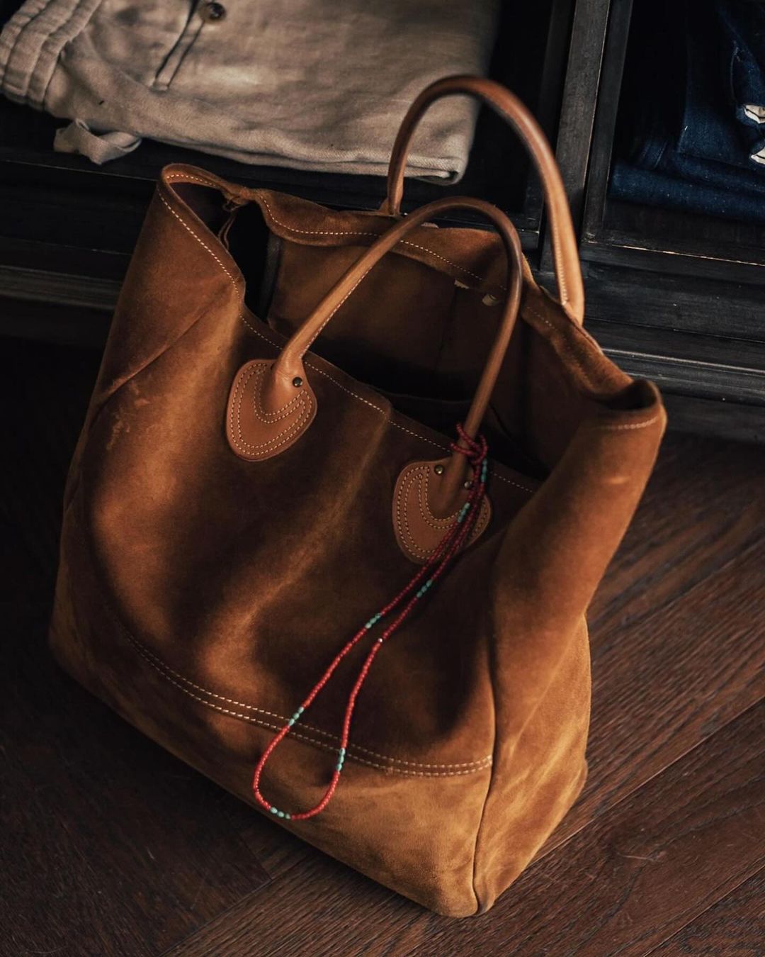 VANSON Leather Long Handle Suede Tote(Vanson×Us「Long VANSON Leather Long Handle Suede Tote(Vanson×Us「Long