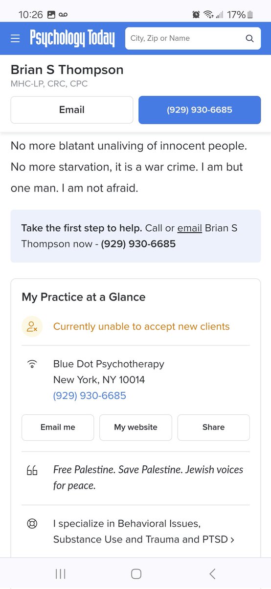 jina_huh's tweet photo. @ShirionOrg @PsychToday:

1. A therapist can edit his profile on https://t.co/wh3vvzWwBu? Nobody at @PsychToday reviews an edited profile before it is made public? ❓️⚠️

2. Please delete violent Jew-hating Brian S. Thompson's totally unprofessional profile to protect others.+

#respectJews https://t.co/yz58jdCfM9