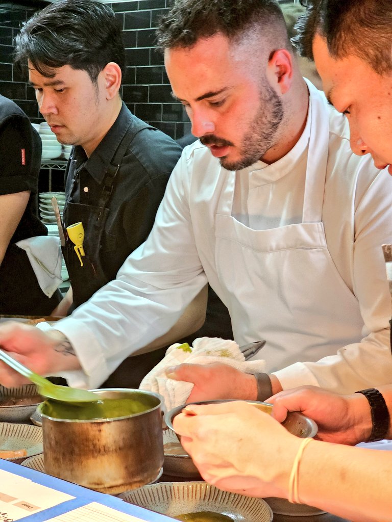 LurvesFood's tweet photo. Alberta rainbow trout with chileatole, English peas, lovage, lardo. By Chef Rafael Covarrubias
#InfiniteDining https://t.co/s6nUYgYsyd