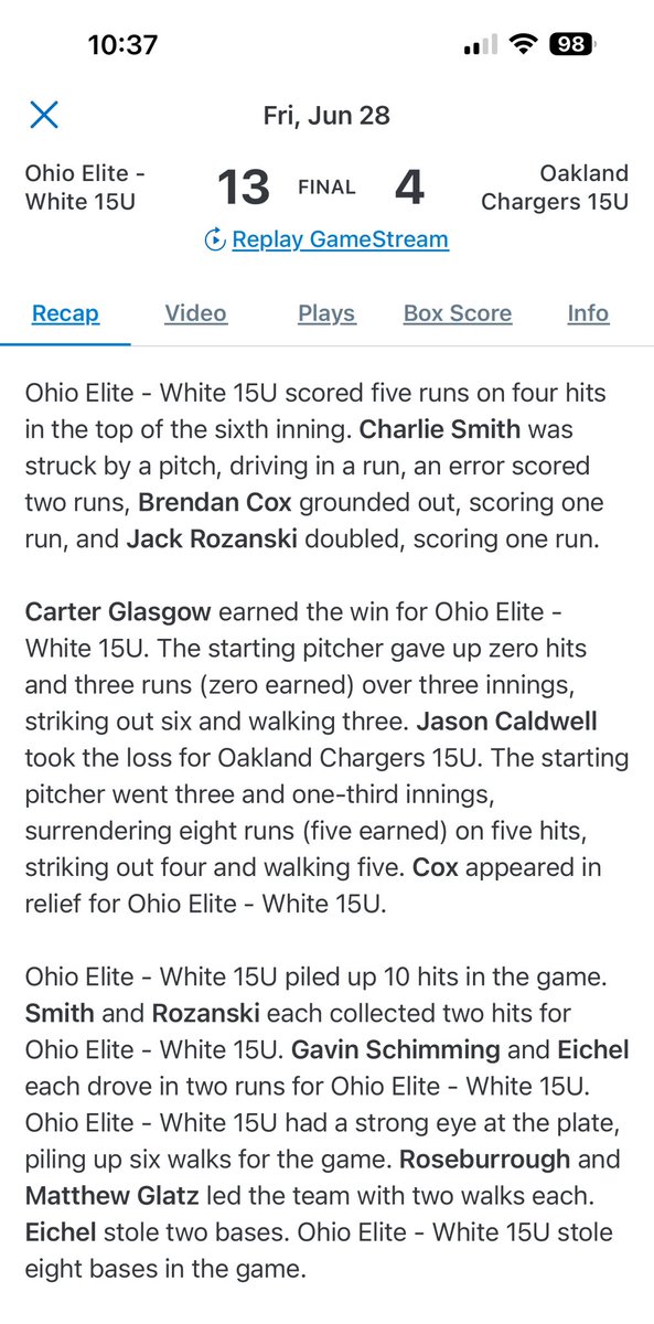 jackrozanski_3's tweet photo. #21 killed it tonight on the bump- 3 innings- 0 hits allowed and 0 runs striking out 6-  keep at it Glasgow- another game tomorrow…@OEBbaseball @OEBWhite2027 https://t.co/INwQELHtZa