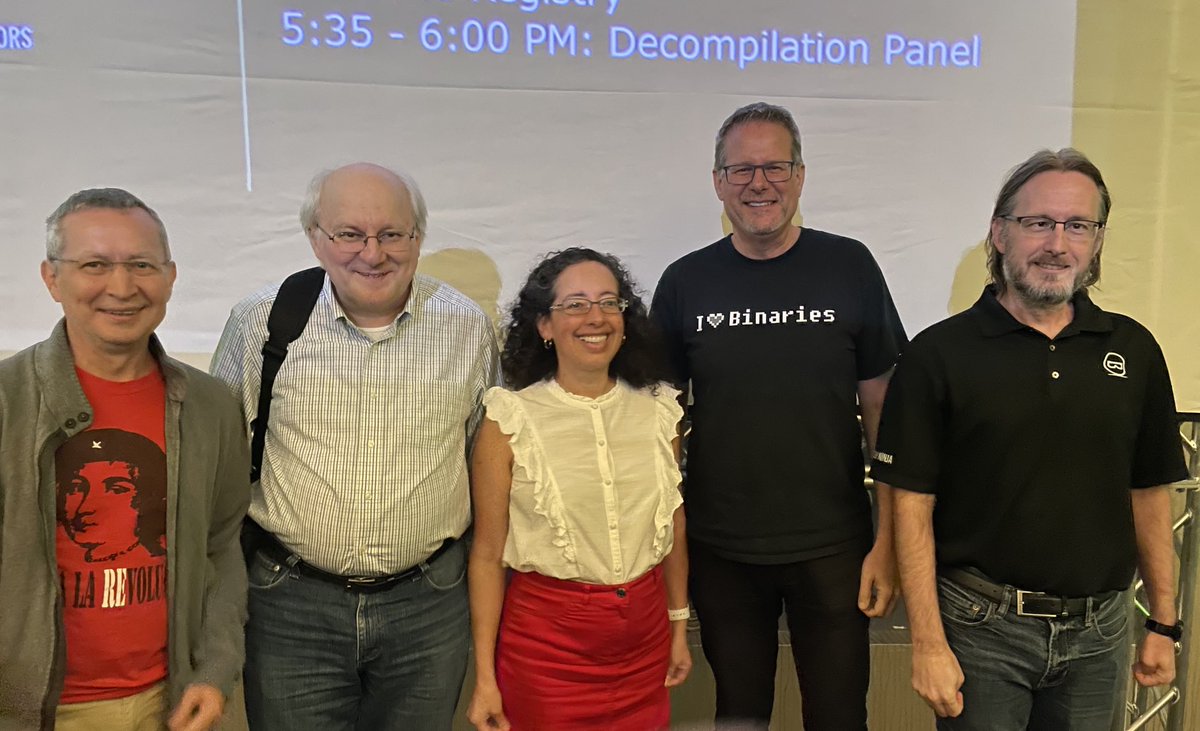 Cristina Cifuentes (@criscifuentes) on Twitter photo Fantastic panel session on decompilation at <a href="/reconmtl/">REcon</a> with <a href="/ilfak/">Ilfak Guilfanov</a> <a href="/sergeybratus/">sergey bratus</a> <a href="/WeldPond/">Chris Wysopal</a> and Rusty <a href="/vector35/">Vector 35</a>! Great mix of industry and academic experience, security researcher and developer experience, and different goals for decompilation 🙏 Fantastic panel session on decompilation at <a href="/reconmtl/">REcon</a> with <a href="/ilfak/">Ilfak Guilfanov</a> <a href="/sergeybratus/">sergey bratus</a> <a href="/WeldPond/">Chris Wysopal</a> and Rusty <a href="/vector35/">Vector 35</a>! Great mix of industry and academic experience, security researcher and developer experience, and different goals for decompilation 🙏