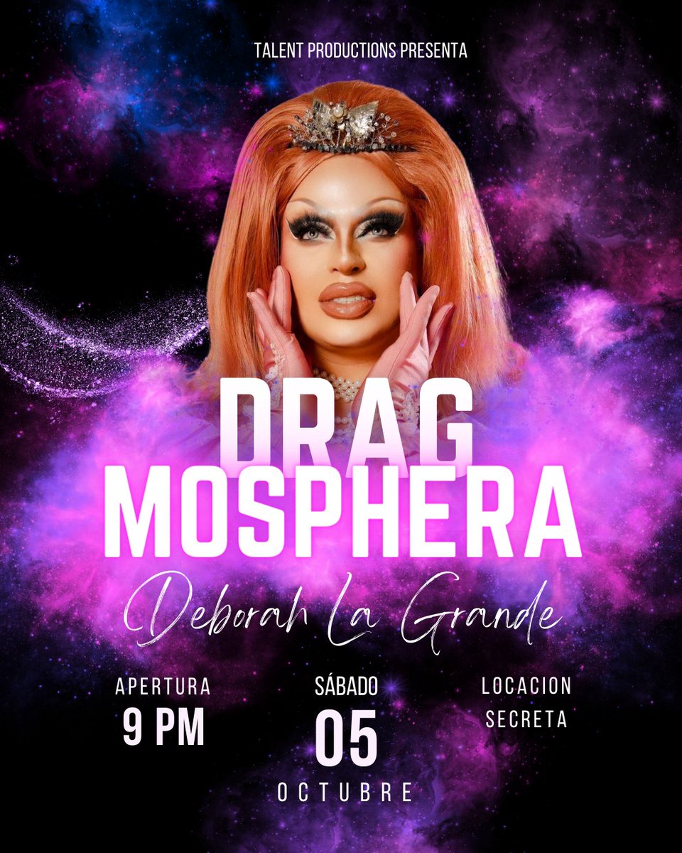 Talent_MX's tweet photo. ✨¡La reina ha llegado! @deborahdrag ✨
La primera ganadora 👑 de "La Más Draga" formará parte de #Dragmosphera💫 este 05 de Octubre para deslumbrarte con su glamour y talento. 🏳️‍🌈

¡Prepárate para una noche que nunca olvidarás! 🌈✨

#dragqueen #gaydalajara #lamasdraga #rpdrmx https://t.co/agL3DQOcR1