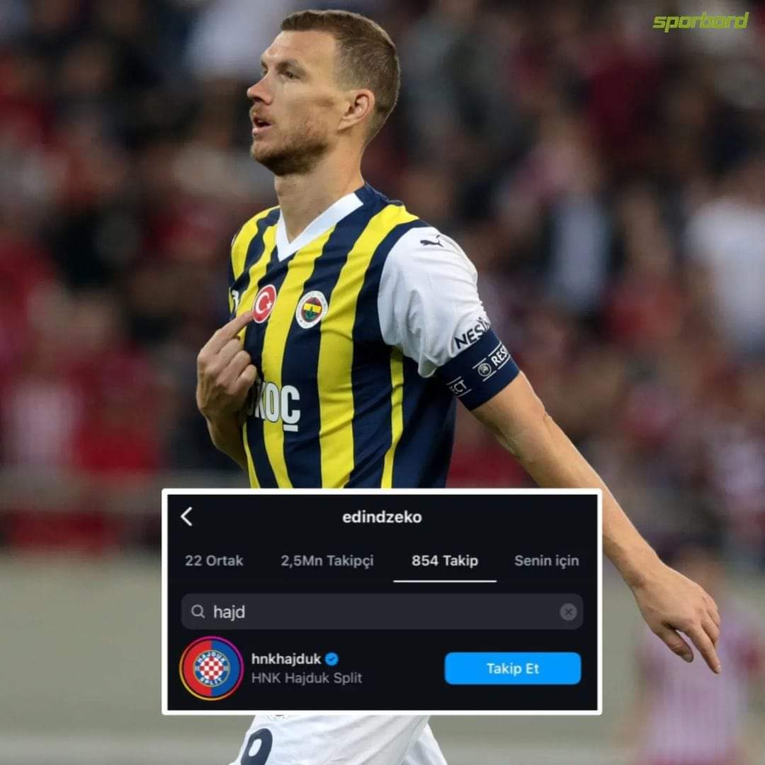 💥 Edin Dzeko Instagram hesabından Hajduk Split takımını takibe aldı. 📰 (Sport Mediaset)