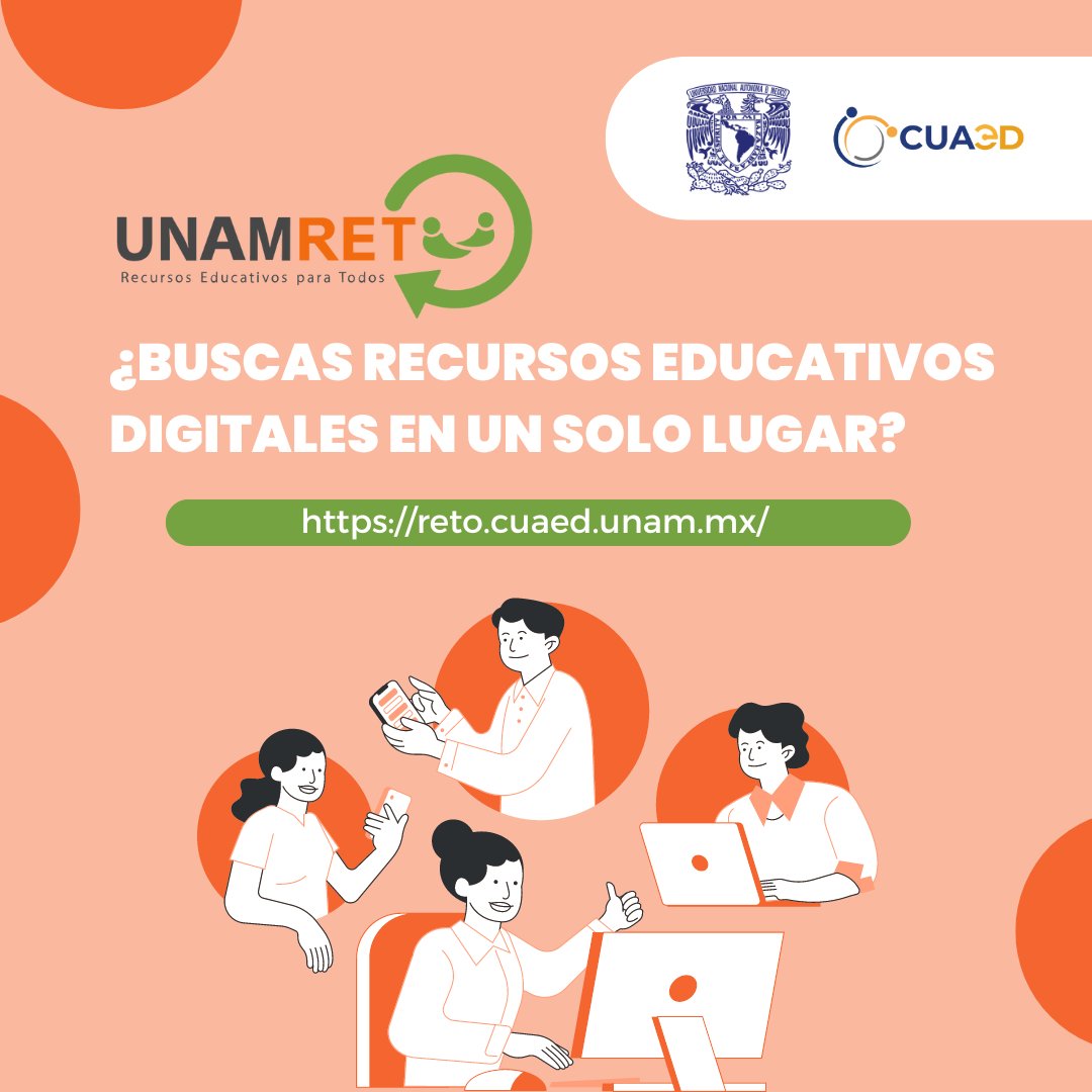 cuaedunam's tweet photo. ¿Todos los recursos educativos digitales en un solo espacio? En UNAM RETo, de la @cuaedunam, encontrarás contenidos desarrollados por las diferentes entidades académicas de la UNAM como UAPAs, cursos gratuitos en línea y mucho más.  

Dale un vistazo :
https://t.co/EmZft0wzzS https://t.co/LR9kRIefxl
