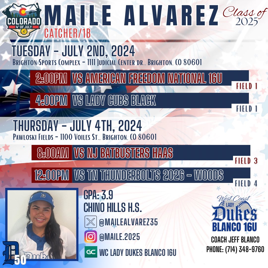 MaileAlvarez35's tweet photo. @Coach_G_CMU Hi Coach!! I would love for you to come out to check me and my team out next week in Colorado! https://t.co/ycLXsAZhYQ