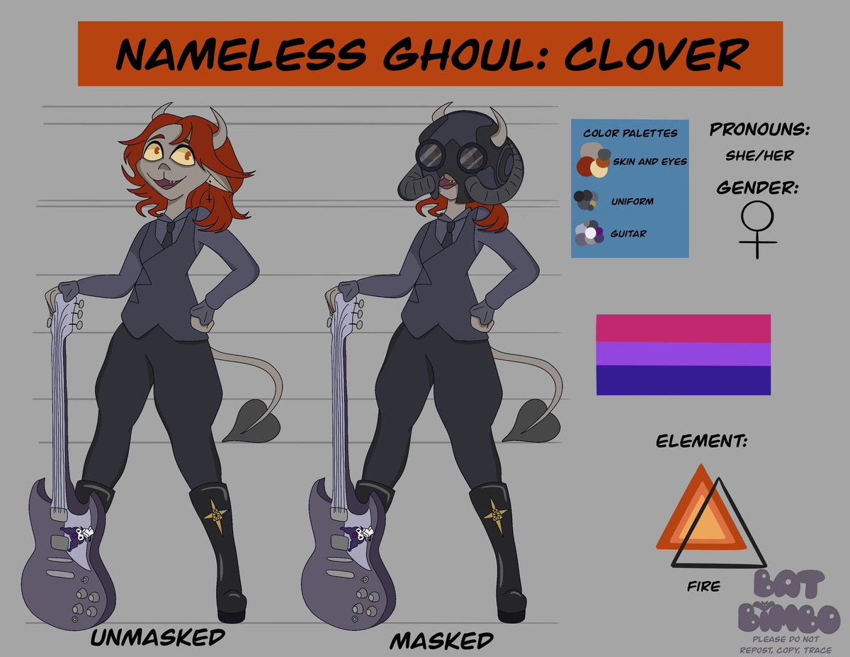 My character sheet on my nameless ghoul oc, Clover