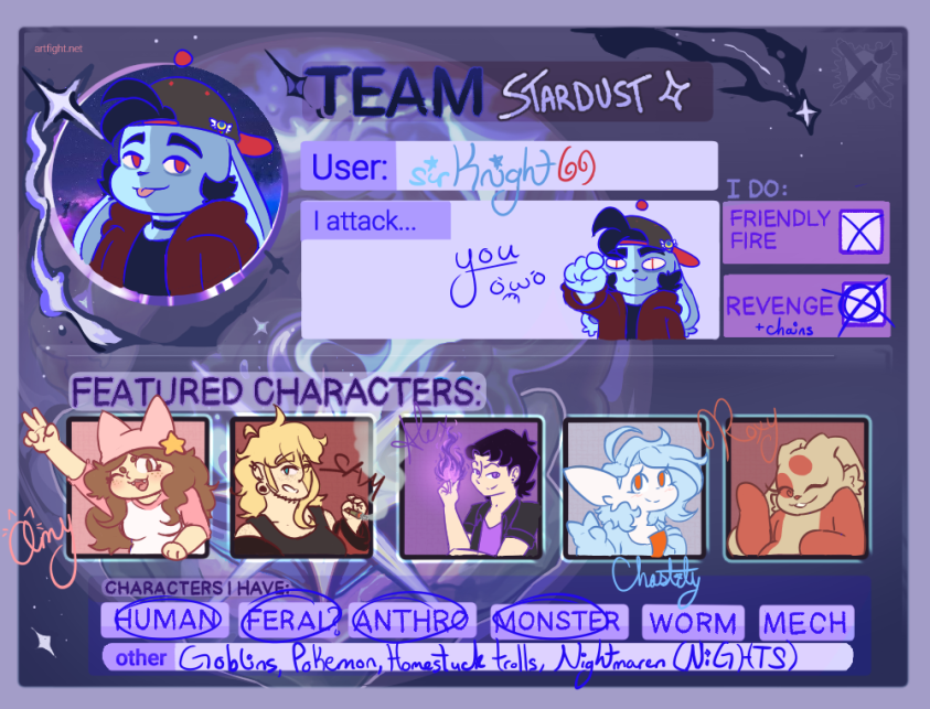 sir_Knight69's tweet photo. Its that time of year again! Time for #artFight!!!
Im #teamStardust https://t.co/v1fLkvXr9f