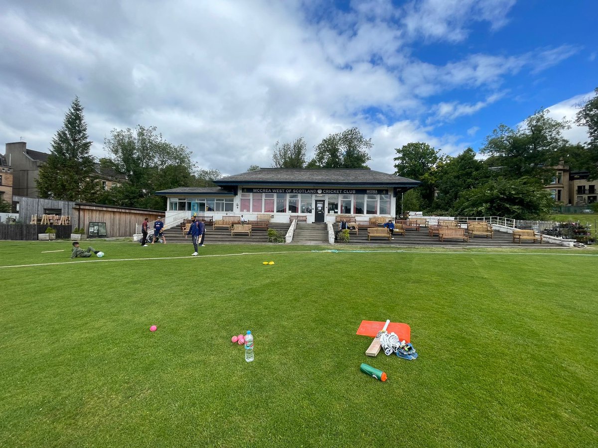 All set to go at a beautifully sunny Hamilton Crescent v <a href="/UddyCricket/">Tunnock's Uddingston</a>! 

How good is it to see the scaffolding down at the clubhouse and the building watertight?!

Shout out to <a href="/Andy_C9/">Andy Carswell</a> for tidying up the front this week, looking cracking. Bar open from 12. 

#roons #renovations