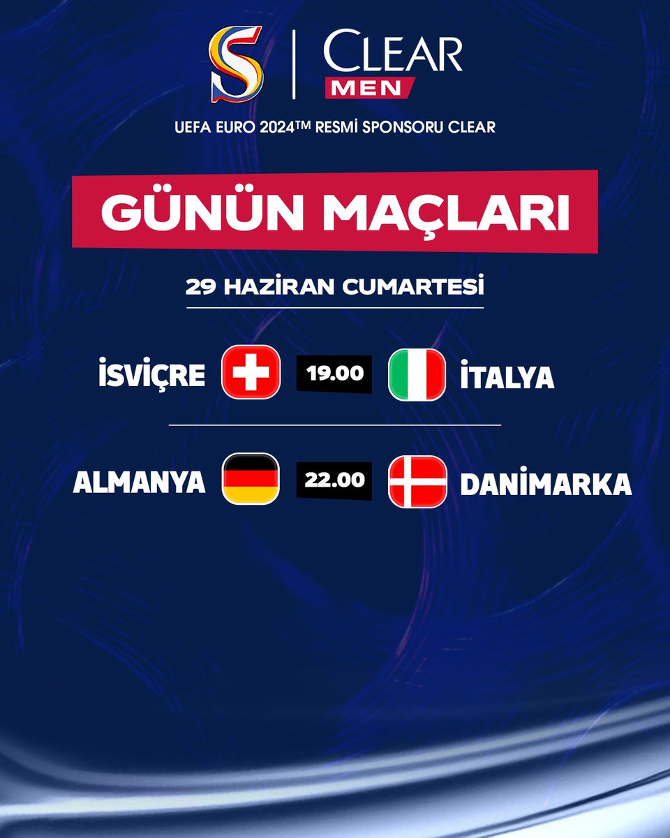 🌟 Son 16 heyecanı başlıyor. #EURO2024

@clearturkiye #ClearİleKafanRahat #Sponsor