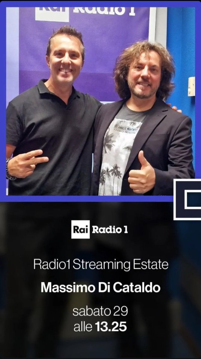 fuocodiunminuto's tweet photo. Oggi alle 13.25 su @Radio1Rai con #massimodicataldo #piùchemai #nuovosingolo #Tour2024 #30anniinsieme https://t.co/UcxFcmGqfG
