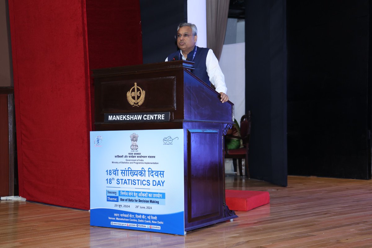 GoIStats's tweet image. #MoSPI has celebrated 18th Statistics Day successfully today i.e. 29.06.2024 at Manekshaw Centre Auditorium, New Delhi.
The event, themed "Use of Data for Decision-Making," honoured the legacy of Prof. P.C. Mahalanobis.