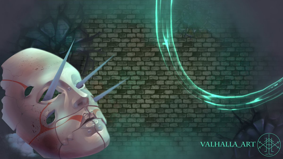 valhalla_art's tweet photo. The final desktop background for my pc, i was told it looked like a loading screen from a horror game and that made me very happy. #art #horrorart #OC #horror #character #characterdesign #commissionsopen https://t.co/oggQrYzFnD