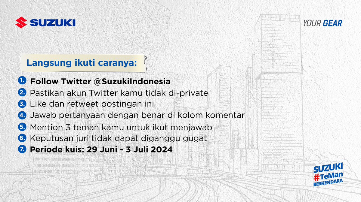 Yuk, bantu Suzuki S-Presso menemukan rute tercepat ke Coffee Shop di games ular tangga dan menangkan hadiah total Rp1.000.000 untuk 5 orang pemenang! 🐍🎲

Kirimkan jawabanmu sekarang, Suzuki Family!

#Suzuki #SuzukiIndonesia #SuzukiTemanBerkendara #SmartMove #YourGear