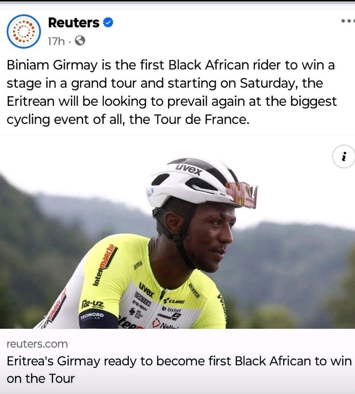 natzem's tweet photo. 🇪🇷 🚲 in world news #clatter ! TDF 2024 @ReutersWorld @CyclingAfrica @ReutersAfrica @tourdxfrance @Fre4glsTsegay @BeyeneRussom @FikreJesus https://t.co/A4IgLJ0fFz