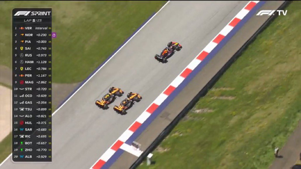 The McLaren chasing the Red Bull is a pretty sick shot