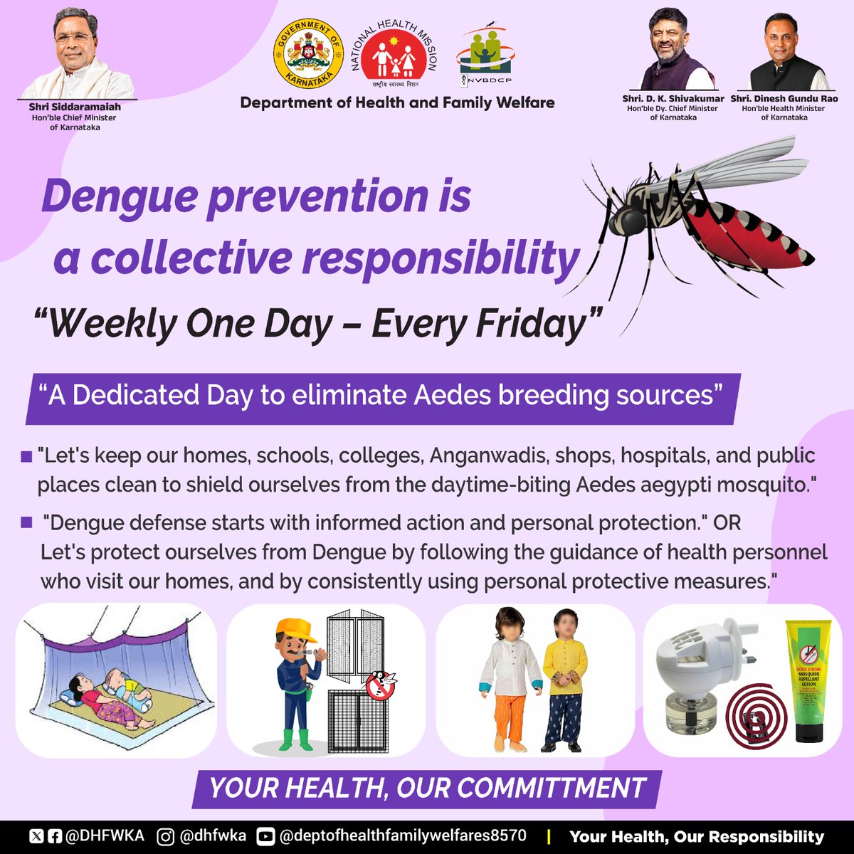 DHFWKA's tweet photo. 78.7% of respondents in our #WeeklyHealthPoll use preventive measure to protect against #Dengue!

Remember! #DenguePrevention is a collective responsibility. Let's eliminate mosquito breeding sources from our homes, schools, colleges, anganwadis, shops, hospitals &amp; public places. https://t.co/LugIe4MS9m