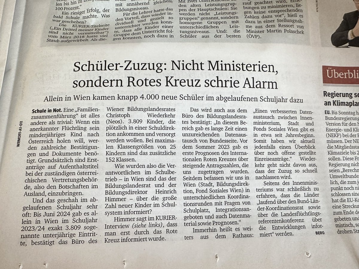 barbaratoth's tweet image. Wichtiges Detail: nicht das Innenministerium, sondern das Rote Kreuz „warnte“ wien informell, dass es viele Flüchtlingskinder einschulen wird müssen… via @KURIERat