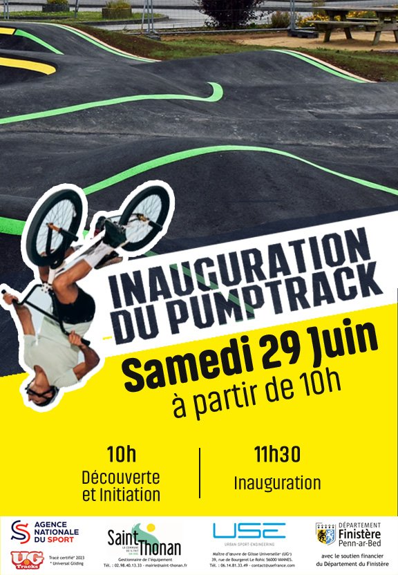 #Saintthonan #Projet #Sports #Animations #Pumptrack #TerredeJeux2024 #JaimeMaCommune 
Jour J pour l'inauguration du Pumptrack, nvlle réalisation du mandat 🤩.
Dès 10h ce Samedi, venez découvrir cette infrastructure adaptée et ludique, avec de nombreuses animations 🎶🎵☀️.