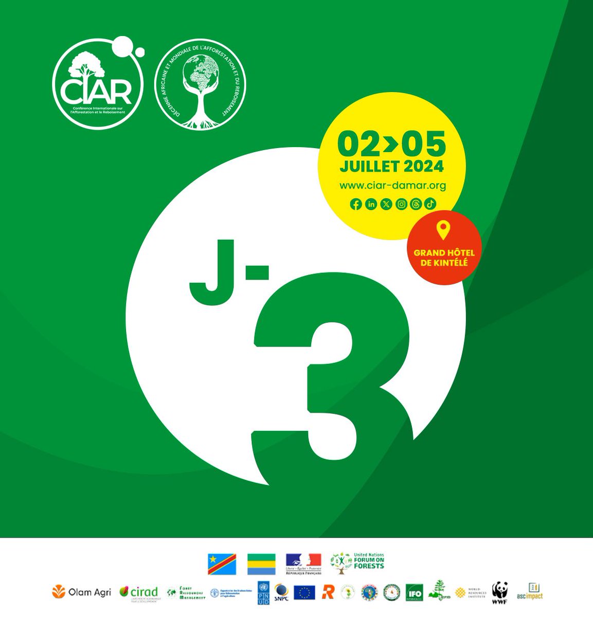 Ciar_Damar's tweet photo. ⏳ Plus que 3️⃣ jours avant la CIAR 1 🌍🌱

Ne manquez pas cette opportunité unique !

Inscrivez-vous dès maintenant sur https://t.co/oSylXLQKYK pour obtenir votre badge !

#CIAR2024 #Reboisement #Afforestation #Biodiversité #ChangementClimatique #cop27 #congobrazzaville242 https://t.co/0bYYJ7b1kn