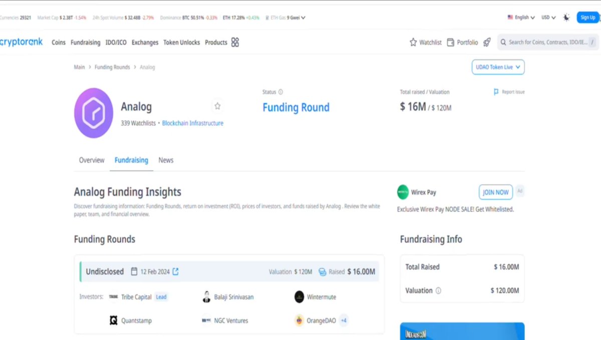老侯带你撸空投——$ANALOG →介绍• @OneAnalog 是一套互操作性协议，旨在增强Web3  数据可访问性并促进无缝跨链通信。其主要产品包括模拟手表、GMP SDK 和Timechain。 →投资•  Analog成功筹集了1600万美元的资金，估值达到1.2亿美元。此外，该团队还确认了对参与测试网交互 ...