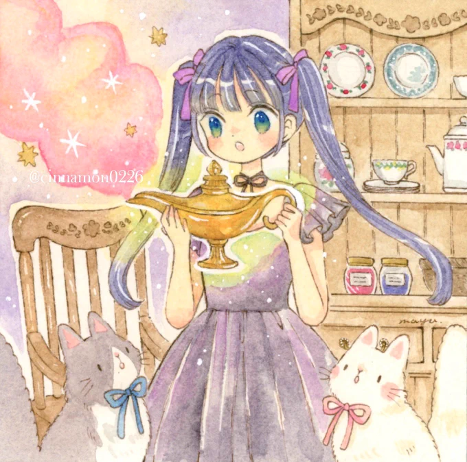 魔法の古ランプ  #アナログイラスト #アンティークコレクション