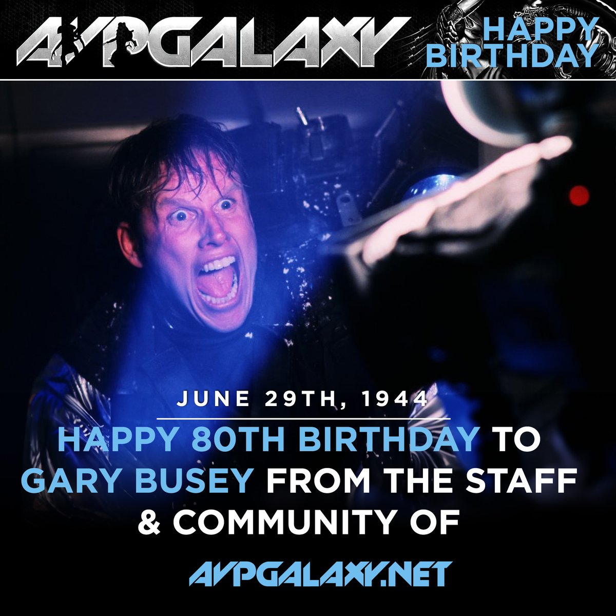 avpgalaxy's tweet photo. Also celebrating his birthday today is Predator 2's Peter Keys! Please join the staff and community of Alien vs. Predator Galaxy in wishing Gary Busey, a happy 80th birthday! #HappyBirthday #GaryBusey #PeterKeyes #Predator2 #LionsAndTigersAndBearsOhMy #Predator https://t.co/Pmv9qNNh4k