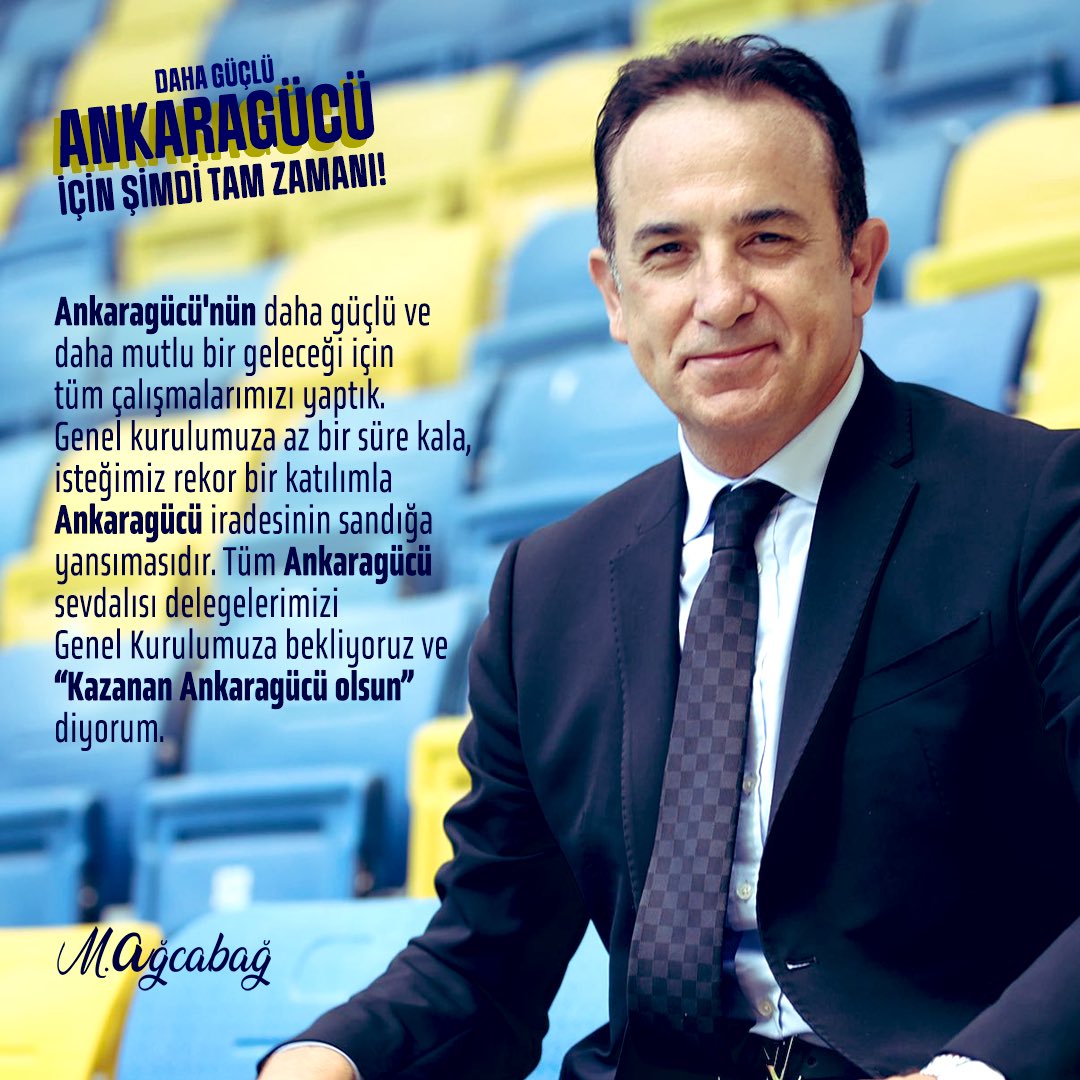 Tüm Ankaragücü sevdalısı delegelerimizi bugün saat 14:00'da ATO Congresium Kongre ve Sergi Merkezi'nde yapılacak genel kurul toplantımıza bekliyorum. 

Kazanan Ankaragücü Olsun.