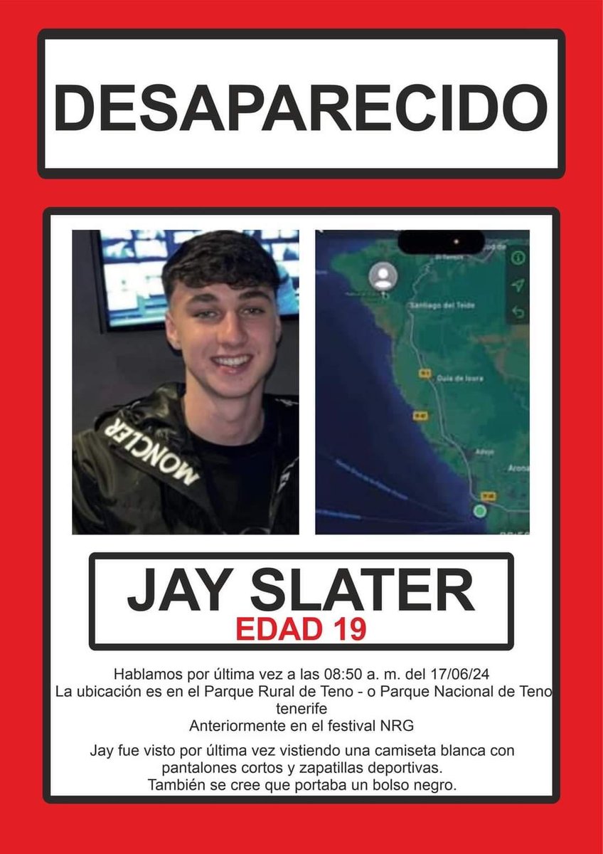 Jay Slater update : A police co-ordinated large-scale search of Rural de Teno national park, with volunteers will start at 9am . 

I provided the family last night with a detailed account of our investigation , which includes information not in the public domain , and our current