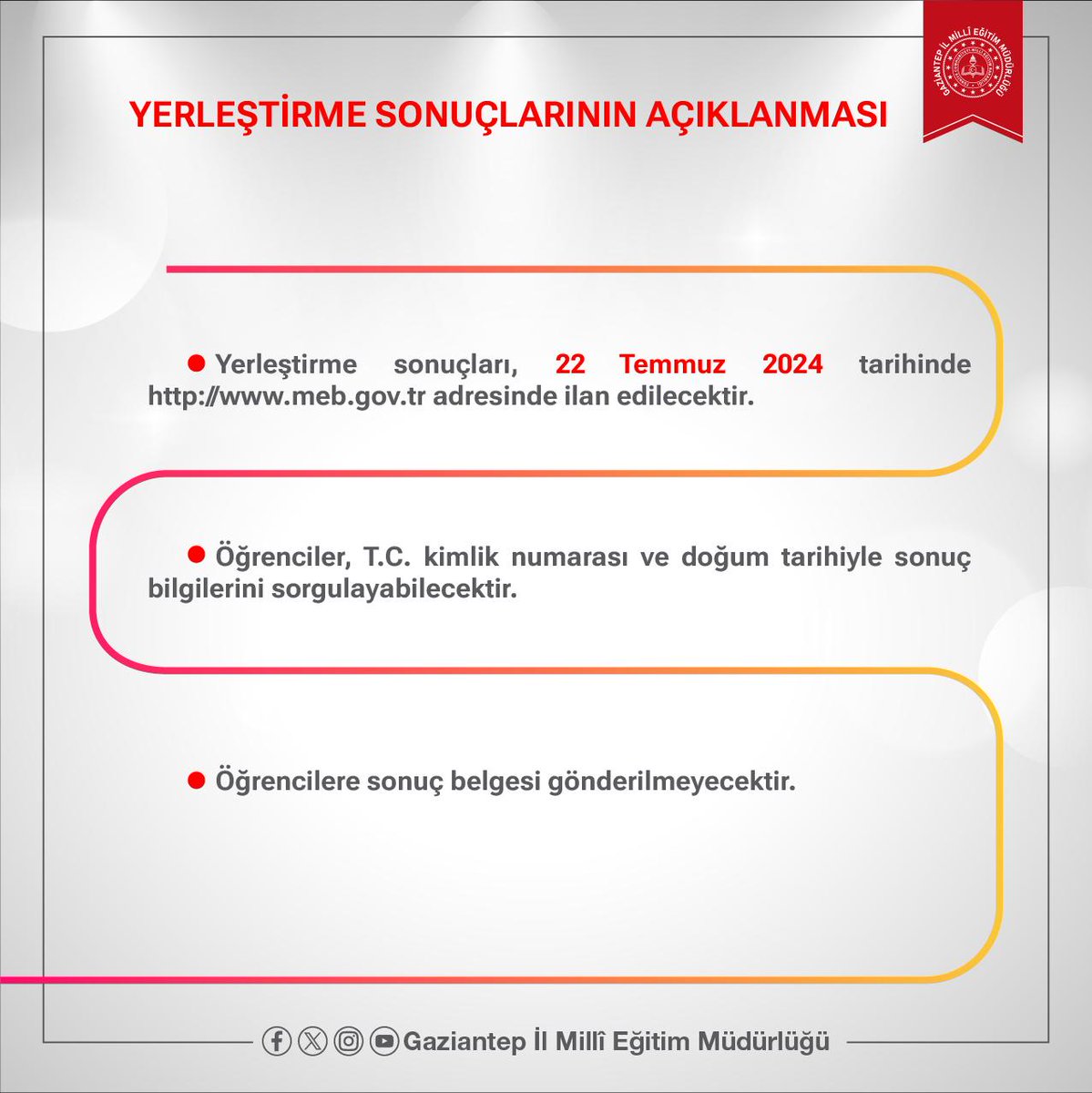 Sevgili 𝐋𝐆𝐒 Öğrencileri,

Merkezî sınav sonuçları açıklandı, tercihler alınmaya başlandı.⏳

Sizler için derledik.✅

𝟐𝟎𝟐𝟒 𝐘𝐈𝐋𝐈 "Ortaöğretime Geçiş Tercih ve Yerleştirme Kılavuzu'nun tamamına "meb.ai/UcESAI6" internet adresinden ulaşabilirsiniz.🔍

<a href="/tcmeb/">Millî Eğitim Bakanlığı</a>