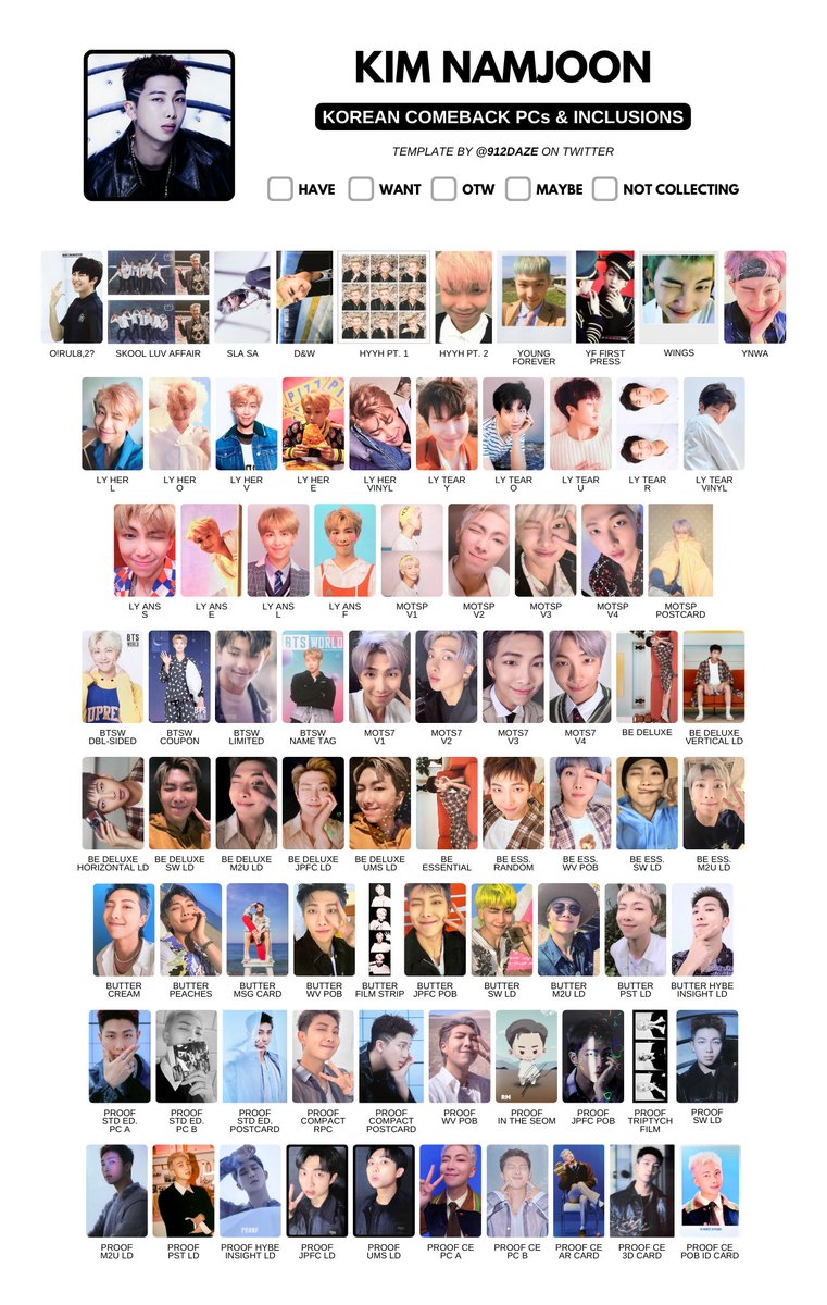bts LYS トレカ BTS KOREAN ALBUM PCs PHOTOCARD WISHLIST TEMPLATES ✨ ⭐️ Korean
