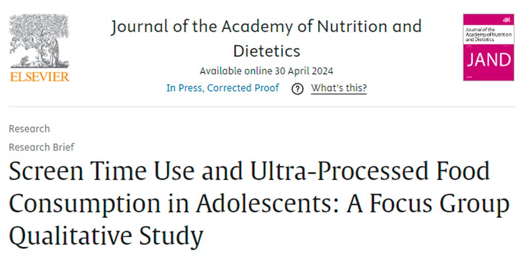 🍩📱Menjar davant de les pantalles augmenta el consum d'aliments ultraprocessats en adolescents.

#RecercaAPBCN publicada a 'Journal of the Academy of Nutrition and Diabetics' i liderada per la metgessa de família del #CAPPareClaret Mònica Rodríguez:
jandonline.org/article/S2212-…