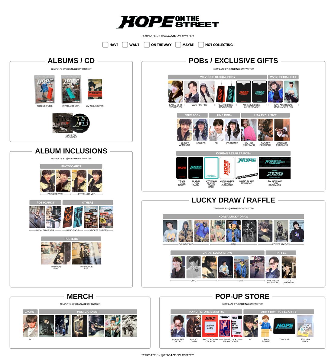 BTS J-HOPE HOBI HOTS PC PHOTOCARD WISHLIST WL TEMPLATES