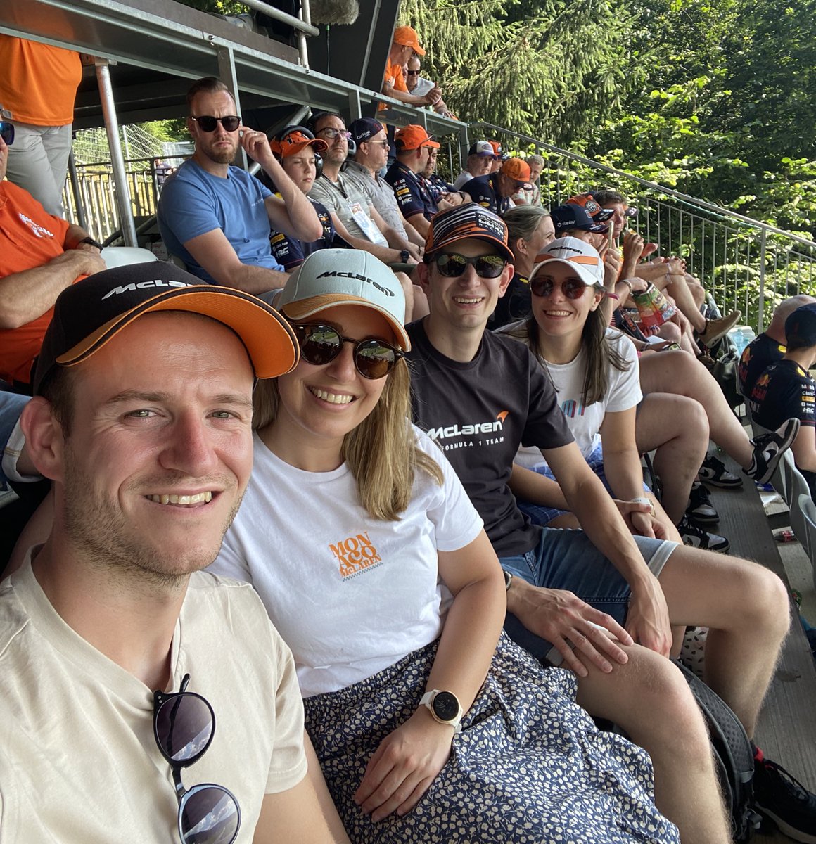 After driving all night, we went straight to the circuit to support our favorite team <a href="/McLarenF1/">McLaren Mastercard Formula 1 Team 🧡</a> 🧡
What an amazing first day with a great result! 
Let’s go team, let’s send it today, we will scream our lungs out! 🧡🤞🏻

#McLaren #FansLikeNoOthers #SendIt #AustrianGP