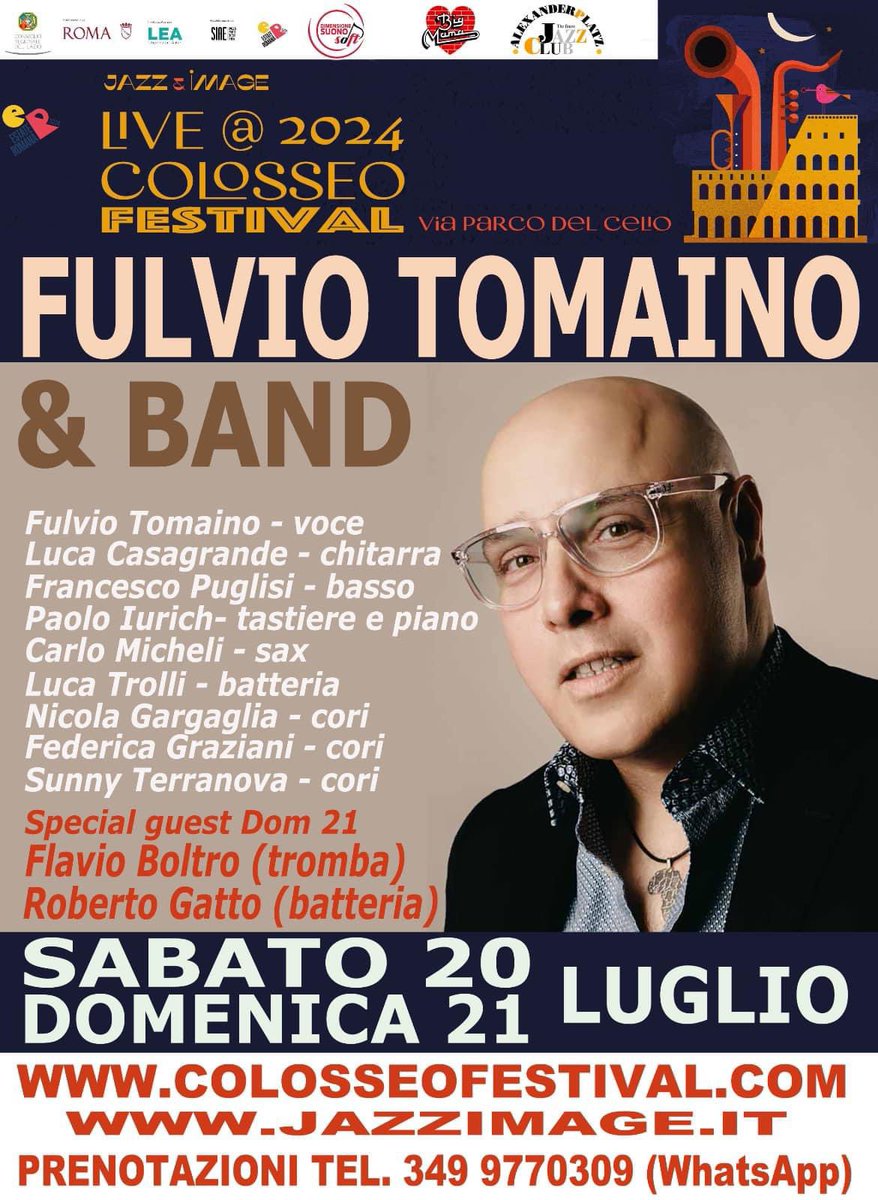 Sabato 20 / Domenica 22 Luglio #fulviotomaino Band live a Colosseo Festival - Jazz Image 2024 💥 #soulmusic #livemusic #fulviotomaino
