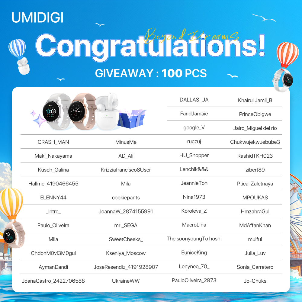 umidigi's tweet photo. 🎉 #AliExpress618 Giveaway 100 winners revealed! Congrats! Claim your prize via UMIDIGI's AliExpress customer service. Hurry! 🎁 #UmidigiG6_5G
Shop Now 🛒 https://t.co/UZWBYH9VPu https://t.co/mtSzI4D8gp