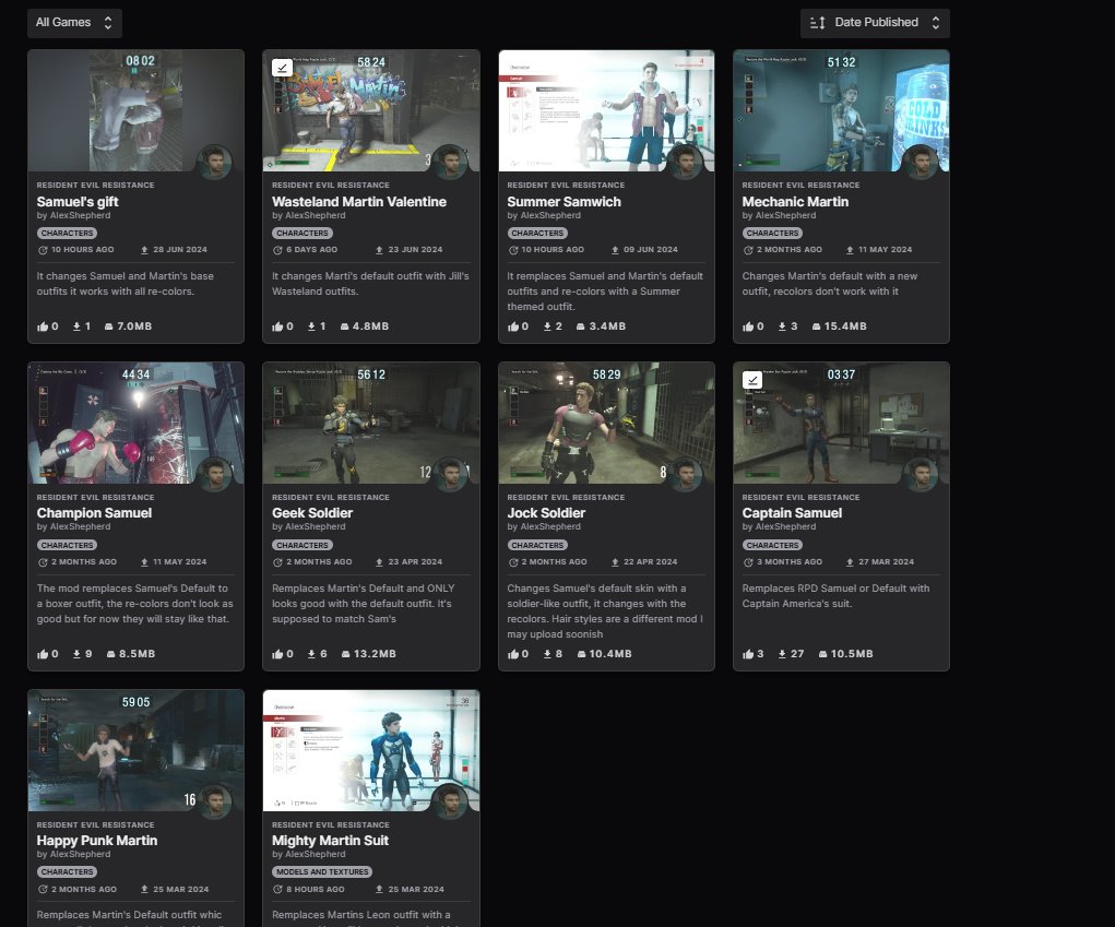 SamwichEmperor's tweet photo. I have posted some mods, so if for whatever reason you still play #ResidentEvilResistance on PC and want some Samwich Content here it is my #Samwich #SamuelJordan #MartinSandwich #Gay mod page
https://t.co/VeGyHJGn2c https://t.co/wGawJBqgLS