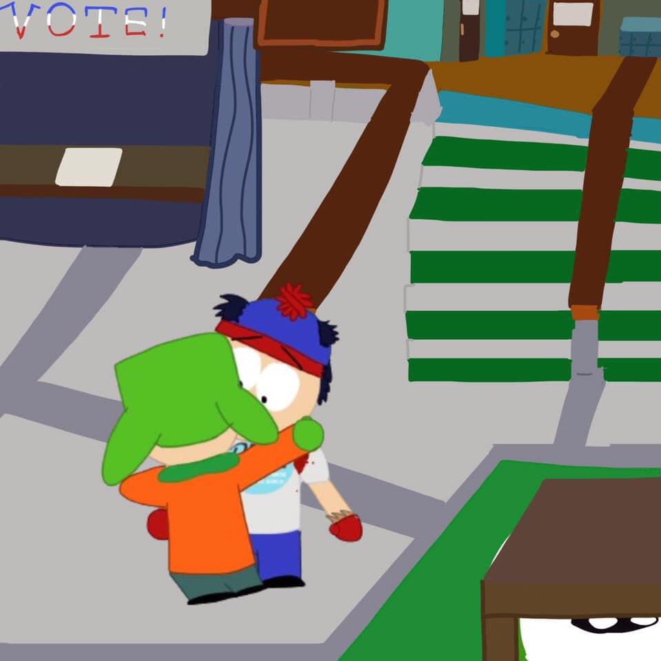 scarbrain9268's tweet photo. @kylebroflovtwt and @StanleyMar14719 share a hug after Kyle put Stan through hell. #doucheandturd #style #stanandkyle #hugs #forgiveness #southpark #spstyle #iloveyou #broskis #dudes https://t.co/bhxW8U442w