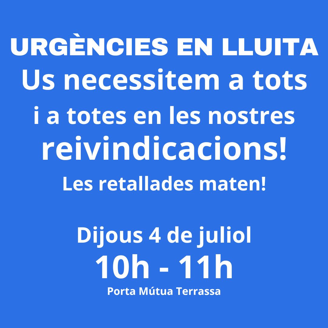 El CE i els treballadors/res de l'Hospital Universitari <a href="/Mutua_Terrassa/">MutuaTerrassa</a> seguim lluitant💪. 
Volem plantes obertes
Volem ràtios de personal adequades
Volem recuperar el personal i els Boxes que ens han tret amb el tancament de l'àrea respiratòria. Suma't ens afecta a TOTS! ✊✊✊
